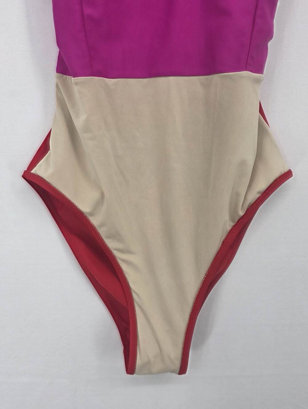 Summersalt Colorblock One Piece Swimsuit Pink Red Keyhole Open Back Tie Sz 4 - Picture 14 of 16